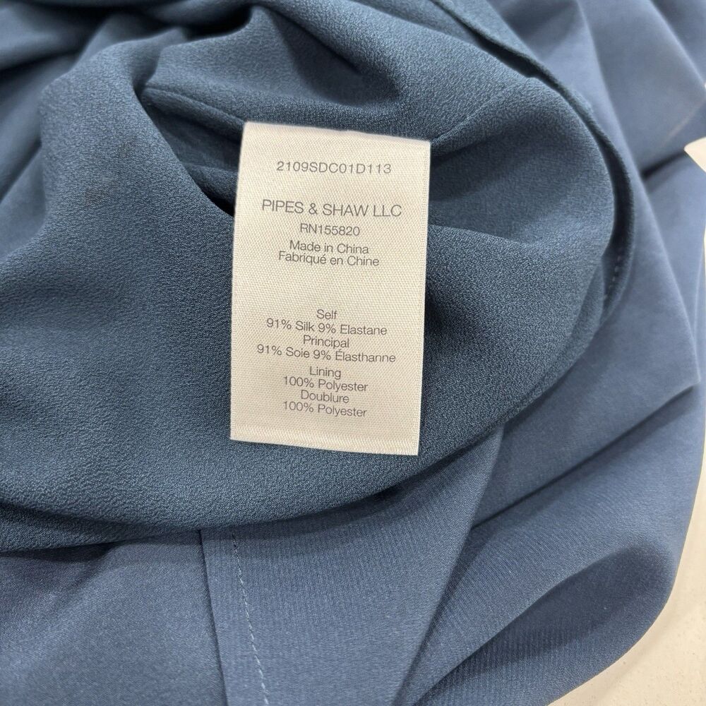 Veronica Beard Dress Womens Size 10 Navy Blue Silk Midi Button Down Formal - Picture 5 of 8